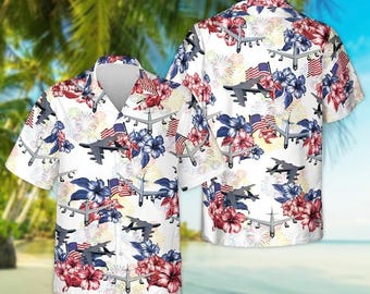 Camicia hawaiana B 52 Stratofortress Patriotic Aviation Aloha Beach