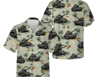 Tank Military Tropical Hawaiian Shirt Veteran Aloha Beach Shirt