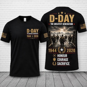 D-Day Greatest Generation 1944-2026 Honor Courage Sacrifice 3D T-Shirt image 1