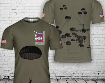 Custom Name  Paratroopers With The 82nd Airborne Division Parachute T-Shirt 3D T-Shirt, Sweatshirt, Hoodie