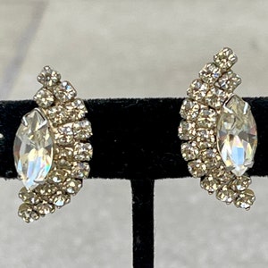Rhinestone Vintage Earrings Screw Backs