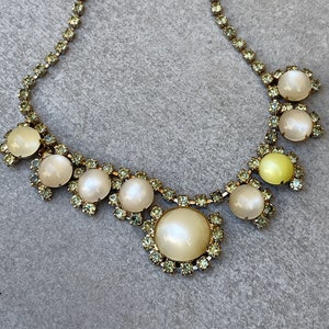 Moonglow Lucite Rhinestone Vintage 50s Necklace image 1