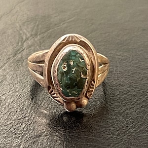 Sterling Chrysocolla Gemstone Silver Vintage Ring Size 8 3/4