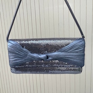 Whiting & Davis Metal Mesh Metallic Clutch Vintage Evening Bag Purse