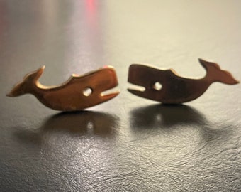 Gold Whale Cuff Links Vintage Brass Cufflinks