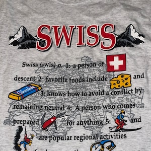 Vintage 80s T-Shirt Switzerland Travel TShirt Men’s Size XXL