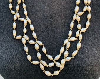 Collier vintage de perles festonnées de style Miriam Haskell