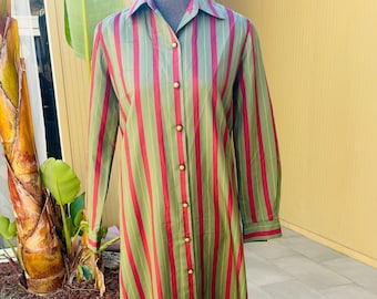 60s Serbin Shirt Dress Vintage Striped Shirtdress