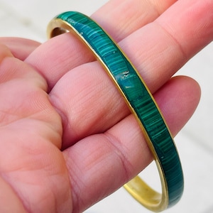 Malachite Bracelet Vintage Brass Bangle