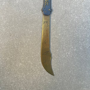 Antique Ornate Brass Letter Opener Vintage Japanese Mail Opener Knife