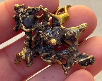 Brutalist Abstract Bronze Modernist Sculptural Vintage Ring Size 6 3/4