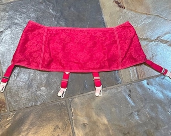 60s Red Lace Suspender Belt Vintage Garter Belt Lingerie