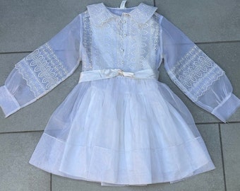Vintage L'Enfant Girls Eyelet Dress w/ Slip Size 8