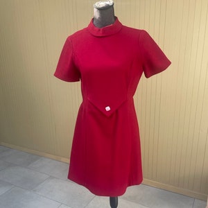 60s Vogue Couturier Design Red Vintage Dress M