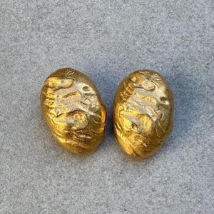 GIVENCHY Signed Vintage Gold Chunky Clip On Earrings 1980s