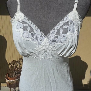 60s Van Raalte Suavette Full Slip Dress White Lace Vintage Lingerie Size 32