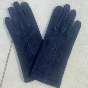 Vintage Fownes Blaue Wildleder Damen Handschuhe Large