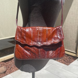 Eel Skin Vintage Clutch Shoulder Bag Purse image 1