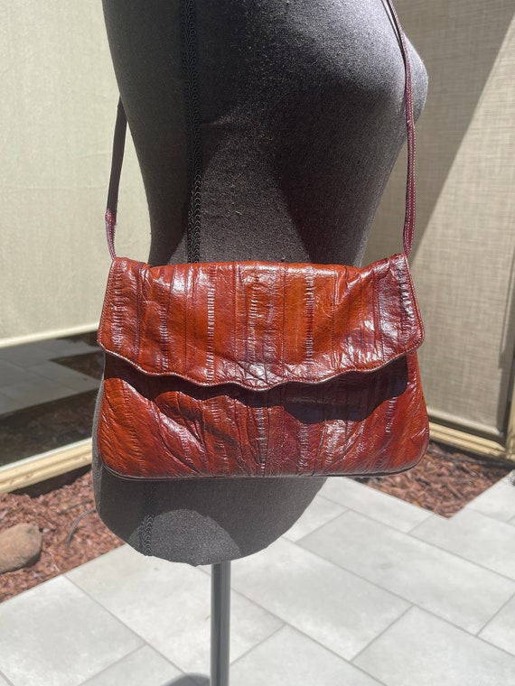 Eel Skin Vintage Clutch Shoulder Bag Purse - image 1
