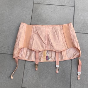 50s Peach Brocade Girdle w/ Metal Garters Vintage Slimming Shapewear Lingerie Large