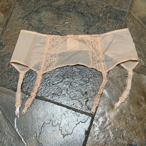 Deadstock Sheer Garter Belt Lace Girdle With Garters M/L