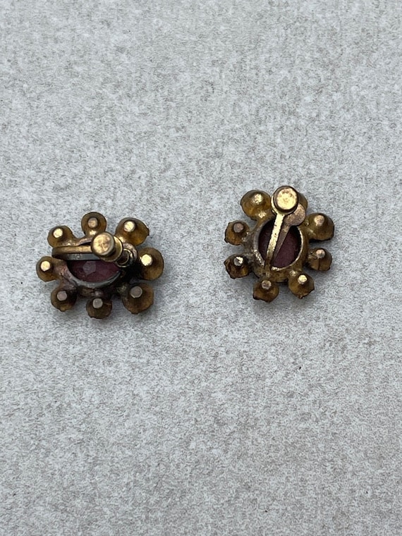 Jewel Tone Colorful Rhinestone Earrings Vintage S… - image 2