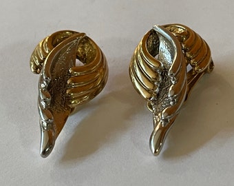 Goud/zilver tweekleurige vintage clip op oorbellen