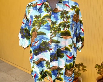 70s Hawaiian Aloha National Button up Vintage Shirt Large - Etsy
