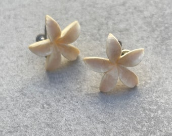 Plumeria Hawaiian Flower Blossom Sterling Screw Back
