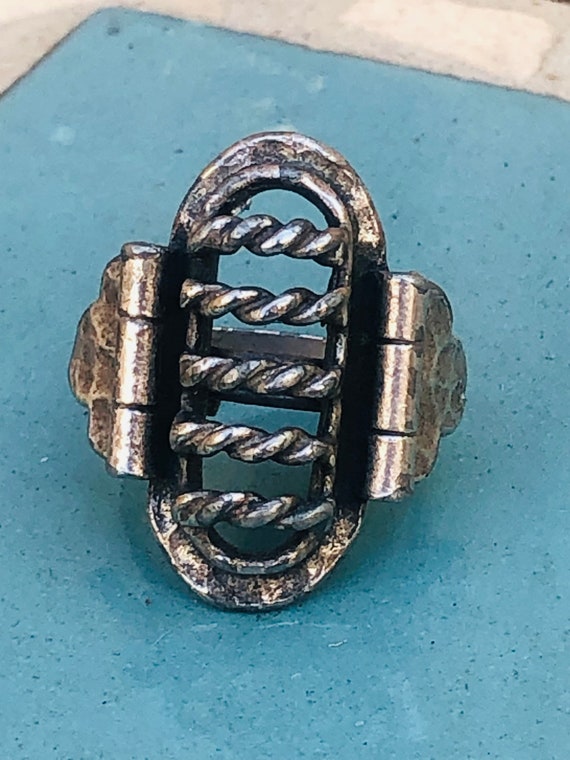 Modernist Silver Adjustable Artisan Vintage Ring