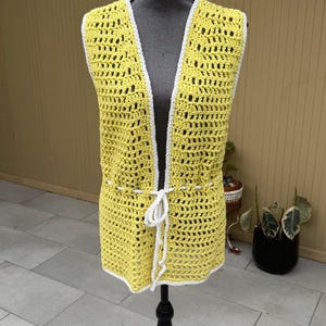 70s Crochet Vintage Vest with Belted Tie Waist