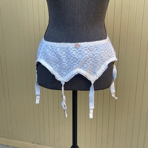 Deadstock 50s White Lace Garter Belt Vintage Lingerie M/L