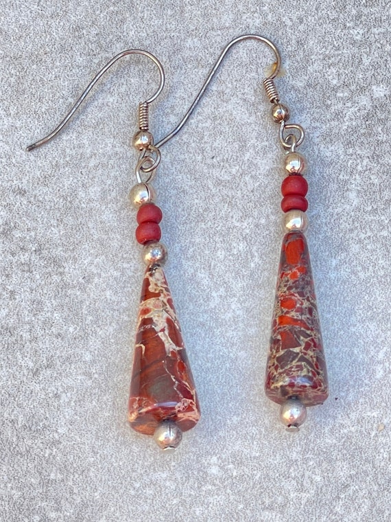 Red Brecciated Jasper Dangle Drop Gemstone Crystal