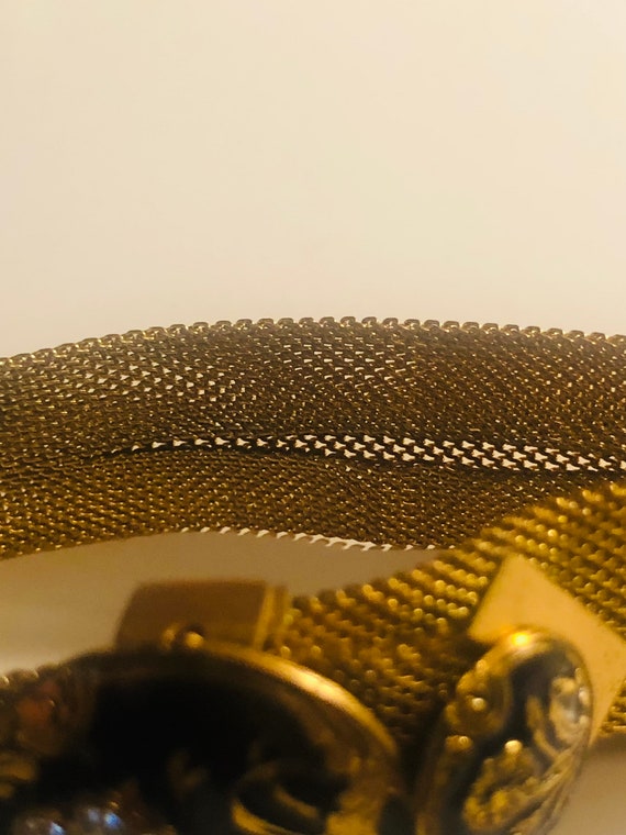LISNER Gold Mesh Buckle Bracelet with Rhinestones - image 9