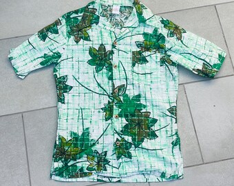 70s Jantzen Hawaiian Shirt Vintage Tiki Button Up Small