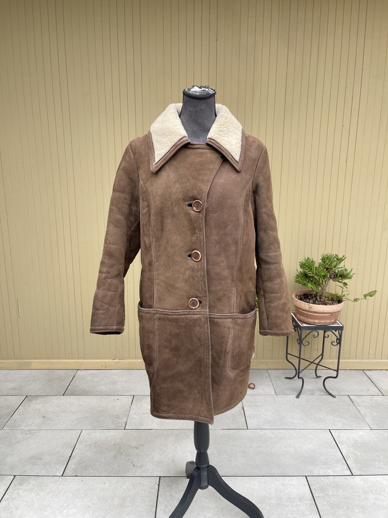 Antartex Lambskin Leather Coat Shearling Lined Vintage 70s Jacket