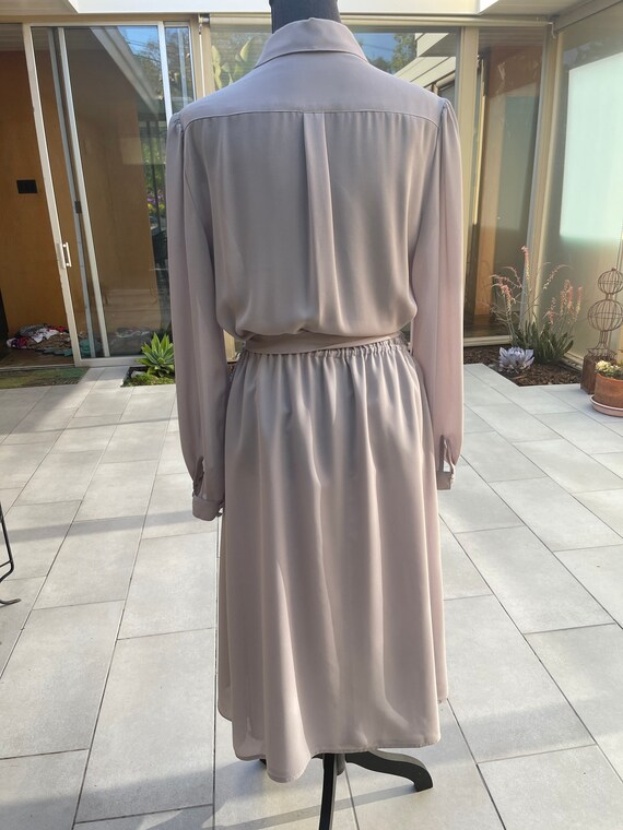 70年代ヴィンテージプリーツグレードレス：ベルト付きタイウエスト