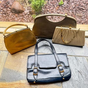 Bolsos de mano de cuero vintage de los años 60, bolso con asa superior, lote de 4