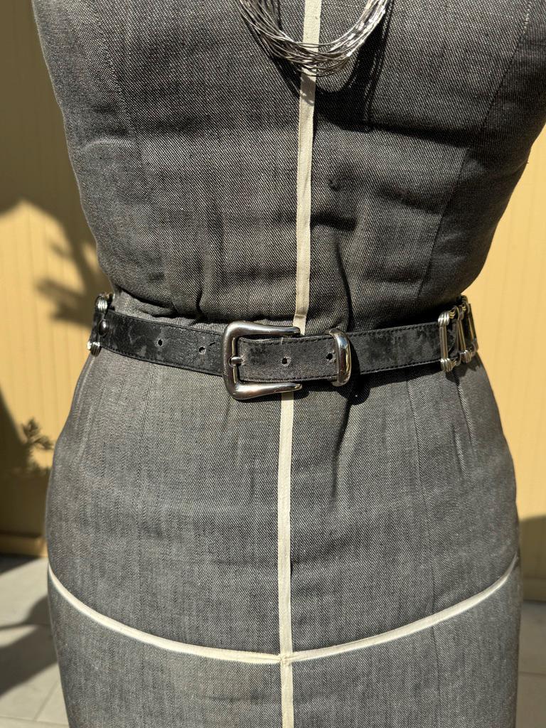 Vintage Donna Katz Leather Belt Silver Slide Links Women display picture 3