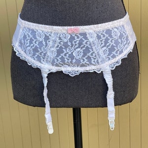 1950&#39;s Garter Belt Vintage Lace Lingerie Metal Garters M/L