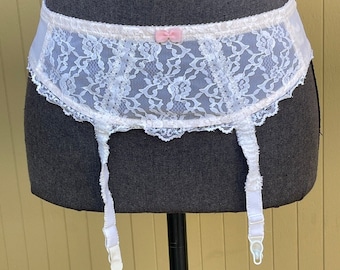 1950's Garter Belt Vintage Lace Lingerie Metal Garters M/L