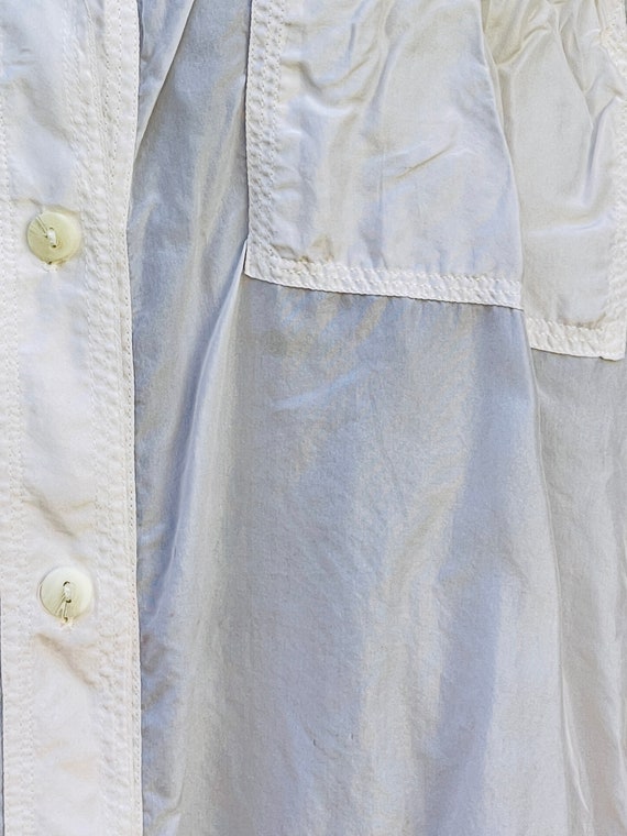 Silk Oversized Button Up Vintage Blouse White Med… - image 7