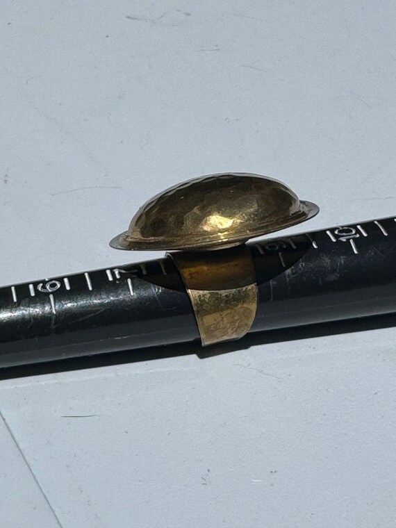 Hammered Brass Circle Adjustable Ring Round Post … - image 3