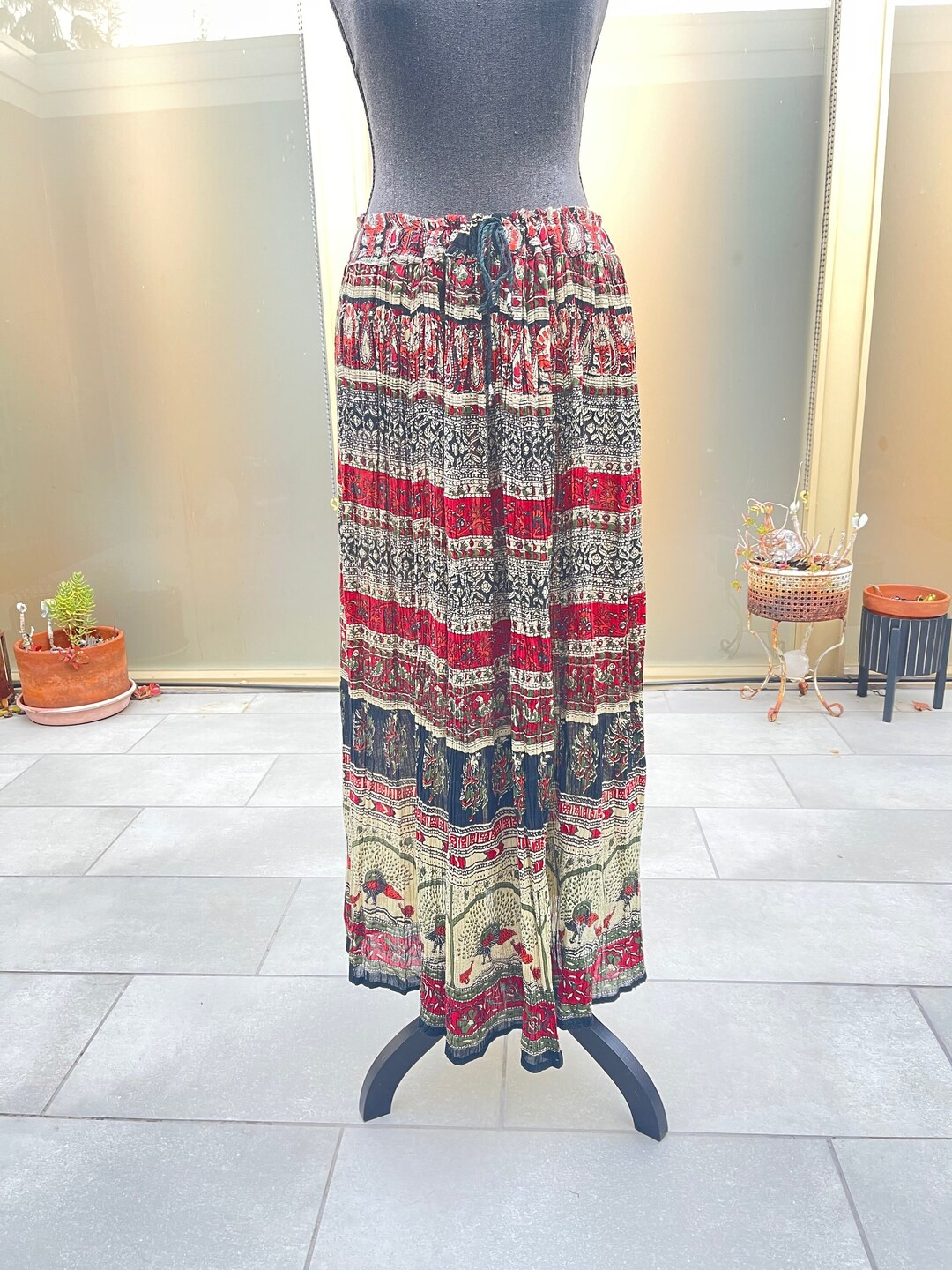 Bohemian Broomstick Vintage Rayon Maxi Skirt by Rainbow Etsy
