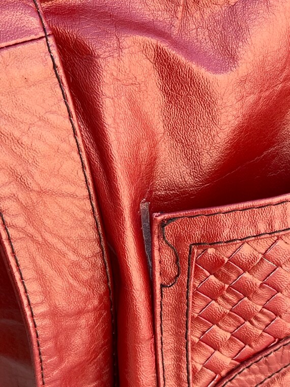 70s Oxblood Leather Long Belted Vintage Jacket Wo… - image 7