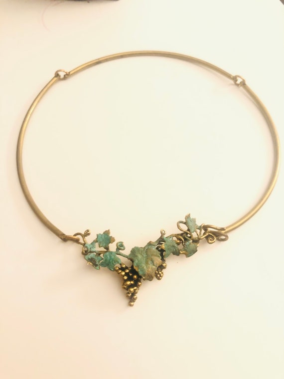 Brutalist Richard Kaish Bronze GRAPE VINE Choker … - image 2