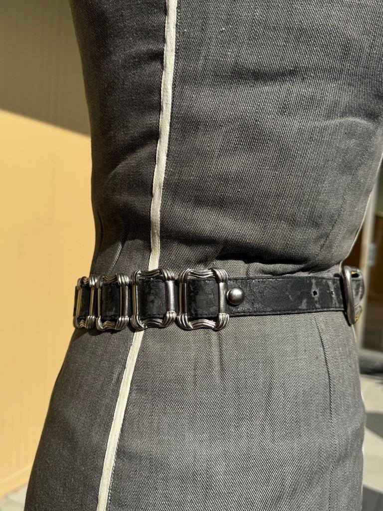 Vintage Donna Katz Leather Belt Silver Slide Links Women