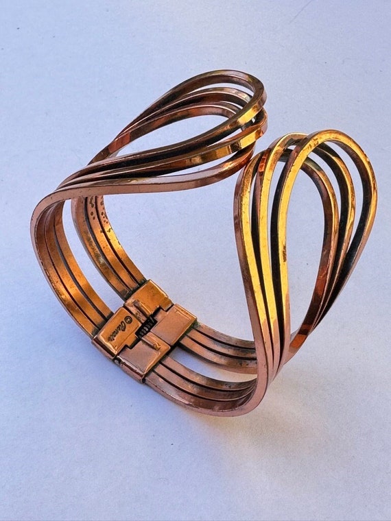 Renoir Copper Clamper Bracelet "Rhythm" Hinged Cuf
