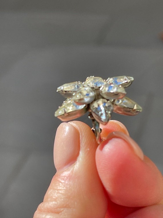 Teardrop Rhinestone Multi Dimensional Flower Earr… - image 8