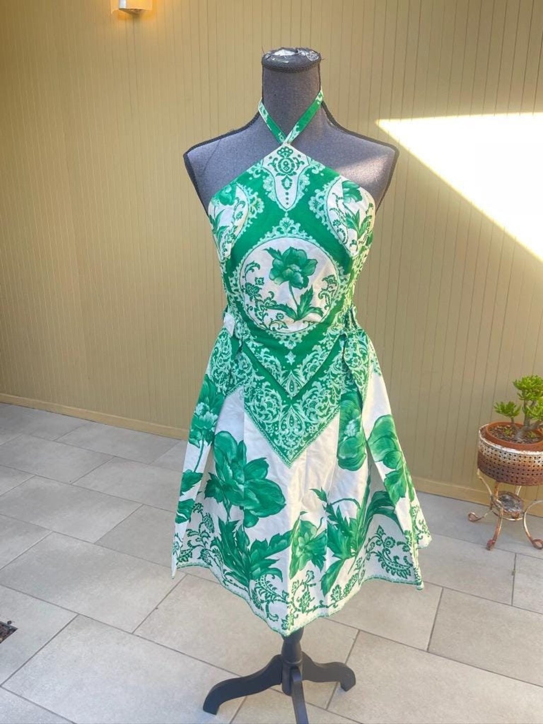 Vintage Linen Halter Dress Colour Flowers main image 1